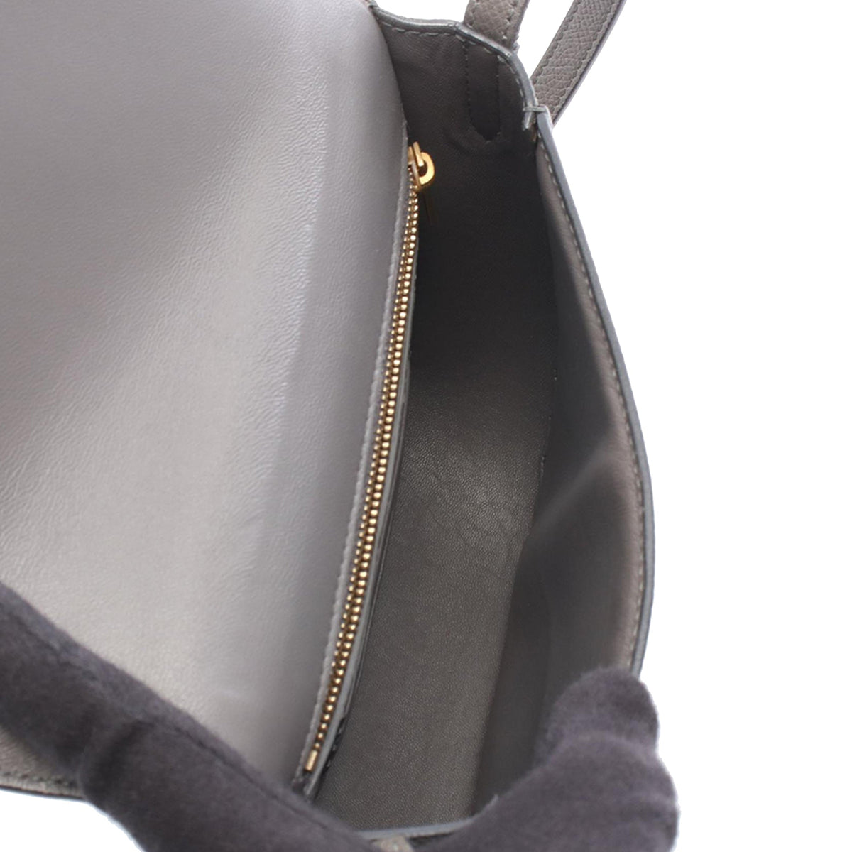 Celine Small Grained Calfskin Trotteur Crossbody — Gray