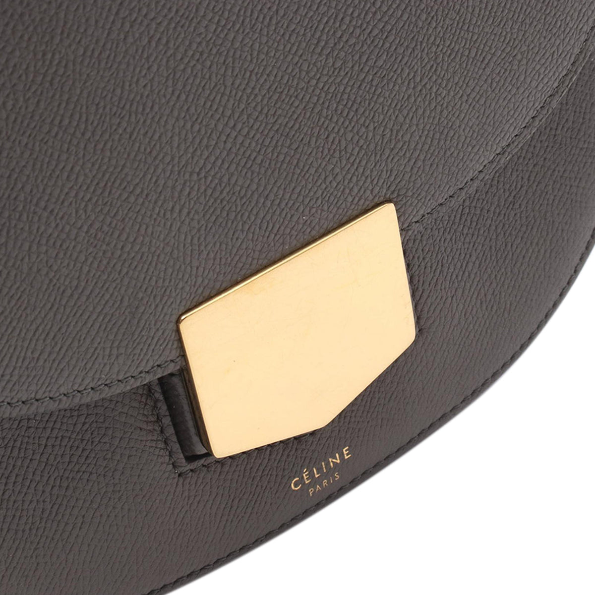 Celine Small Grained Calfskin Trotteur Crossbody — Gray