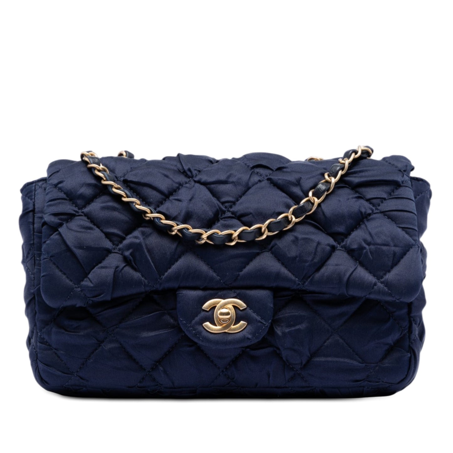 Medium Crumpled Satin Single Flap