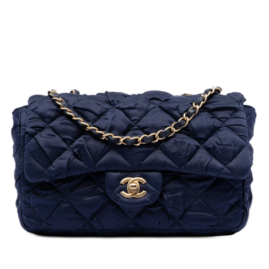 Medium Crumpled Satin Single Flap