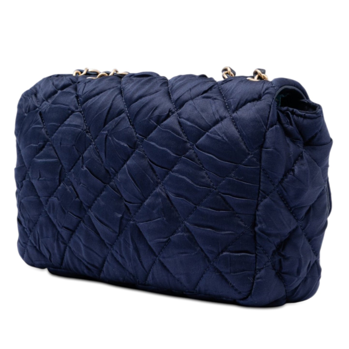 Medium Crumpled Satin Single Flap