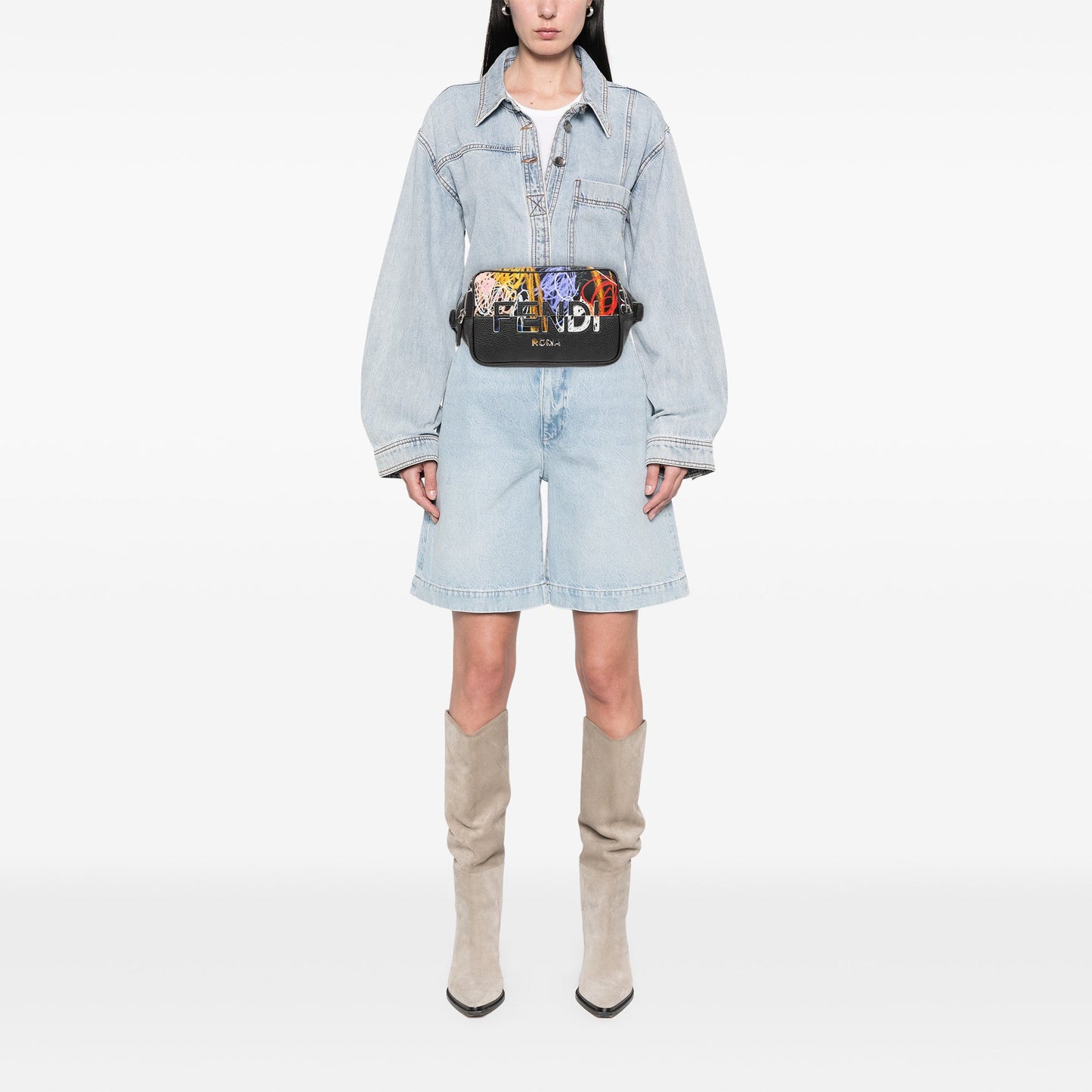 Fendi Noel Fielding Leather and Nylon Graffiti Belt Bag
