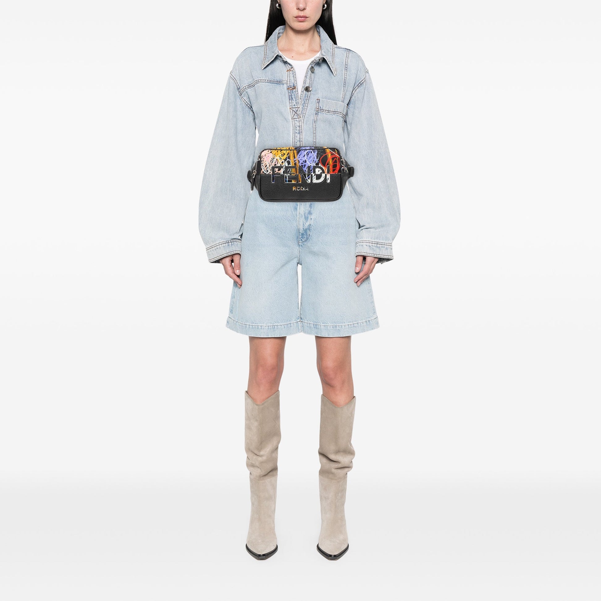 Fendi Noel Fielding Leather and Nylon Graffiti Belt Bag