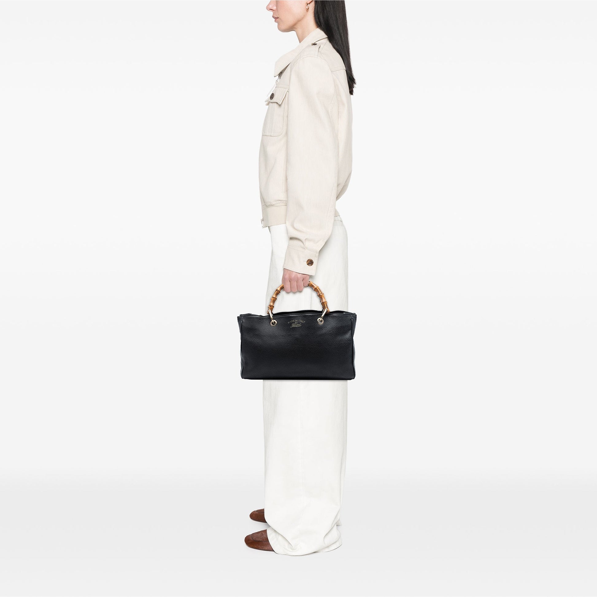 Gucci Medium Calfskin Bamboo Shopper Satchel