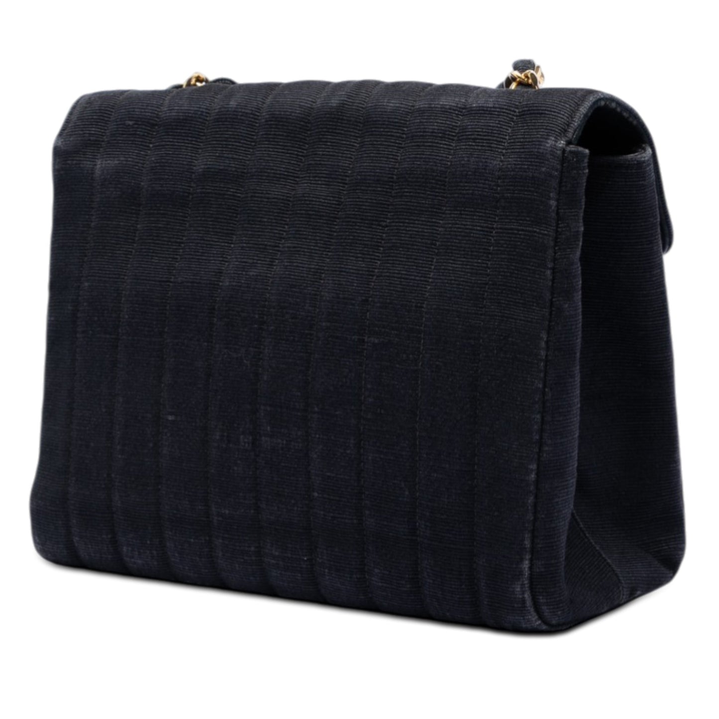 Chanel CC Vertical Quilted Nylon Grosgrain Single Flap