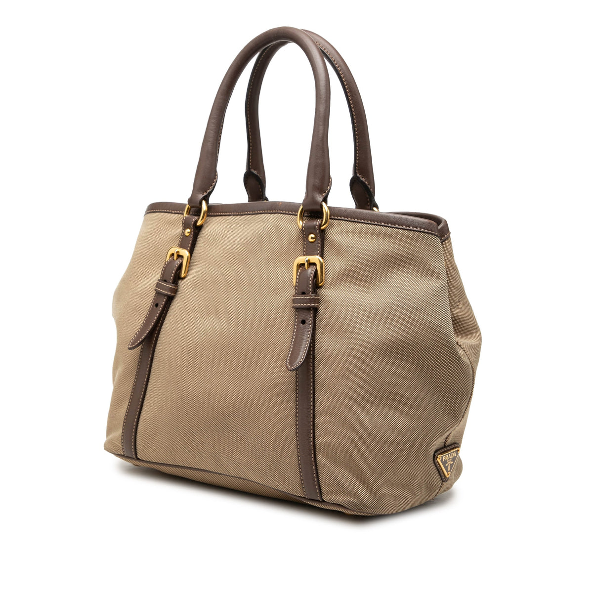 Prada Canvas Canapa Logo Bow Satchel — Beige
