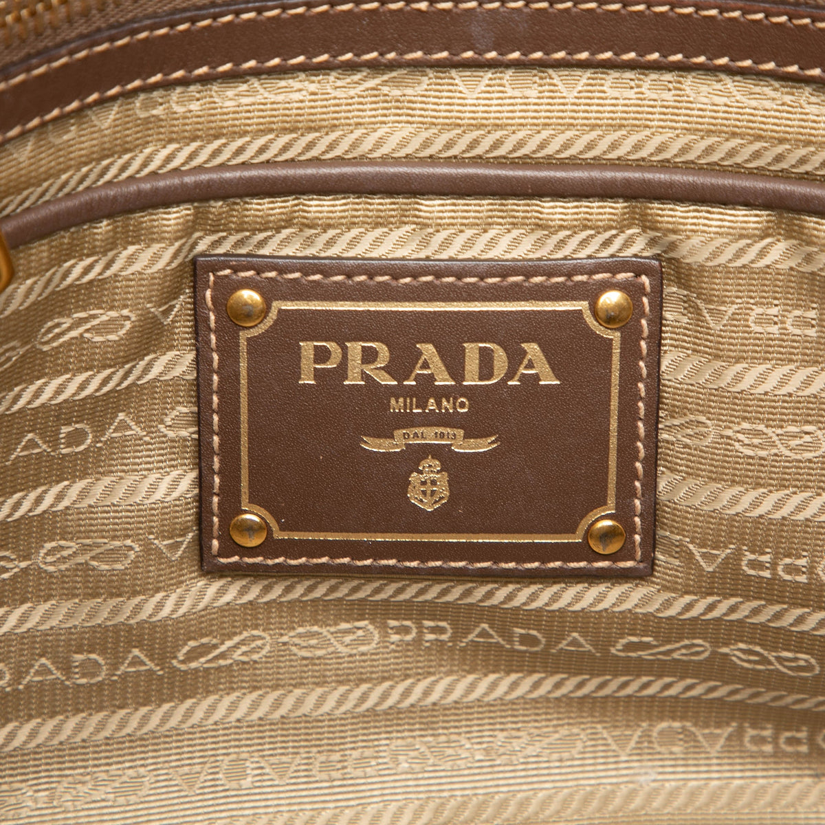 Prada Canvas Canapa Logo Bow Satchel — Beige