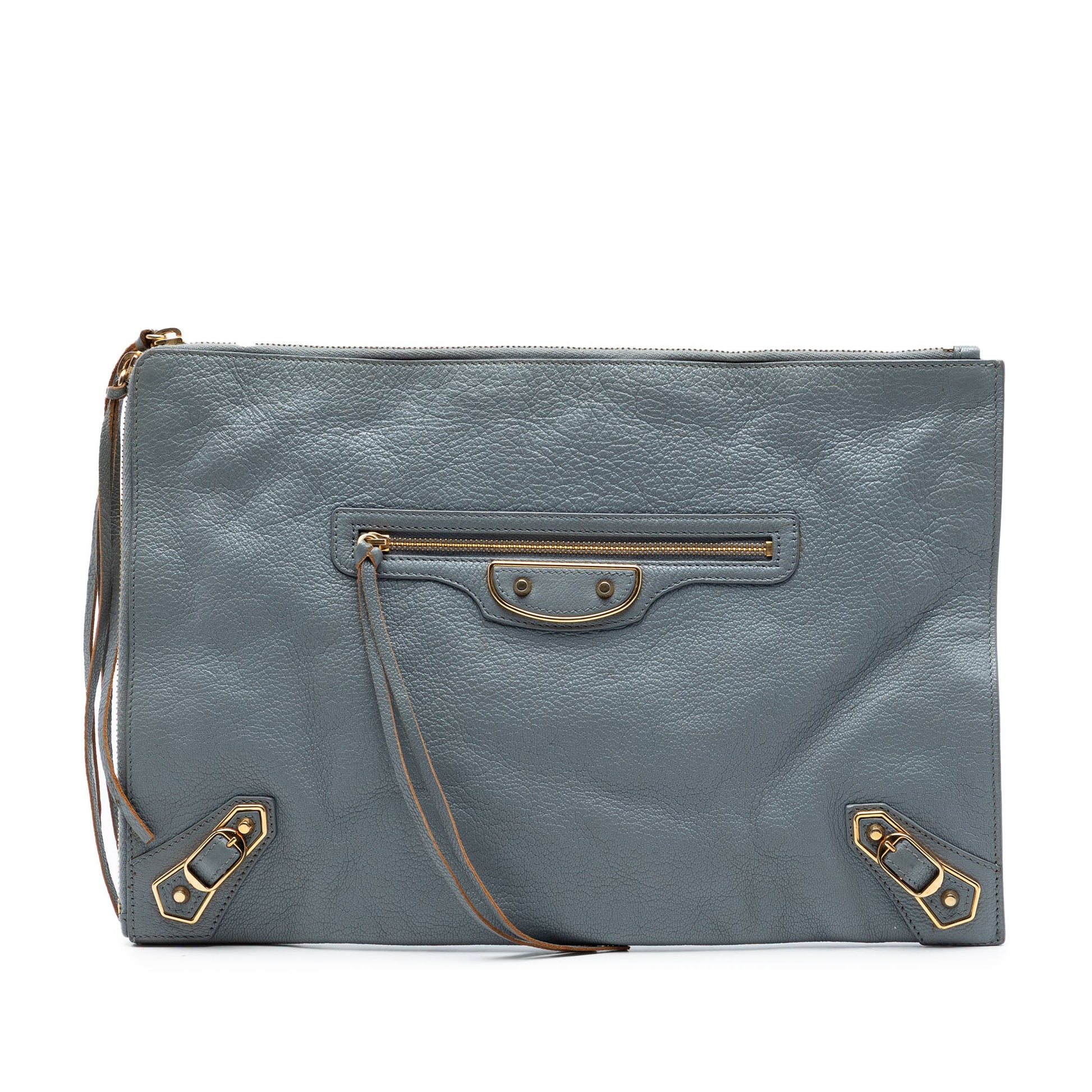 Balenciaga Goatskin Motocross Classic Metallic Edge Clutch