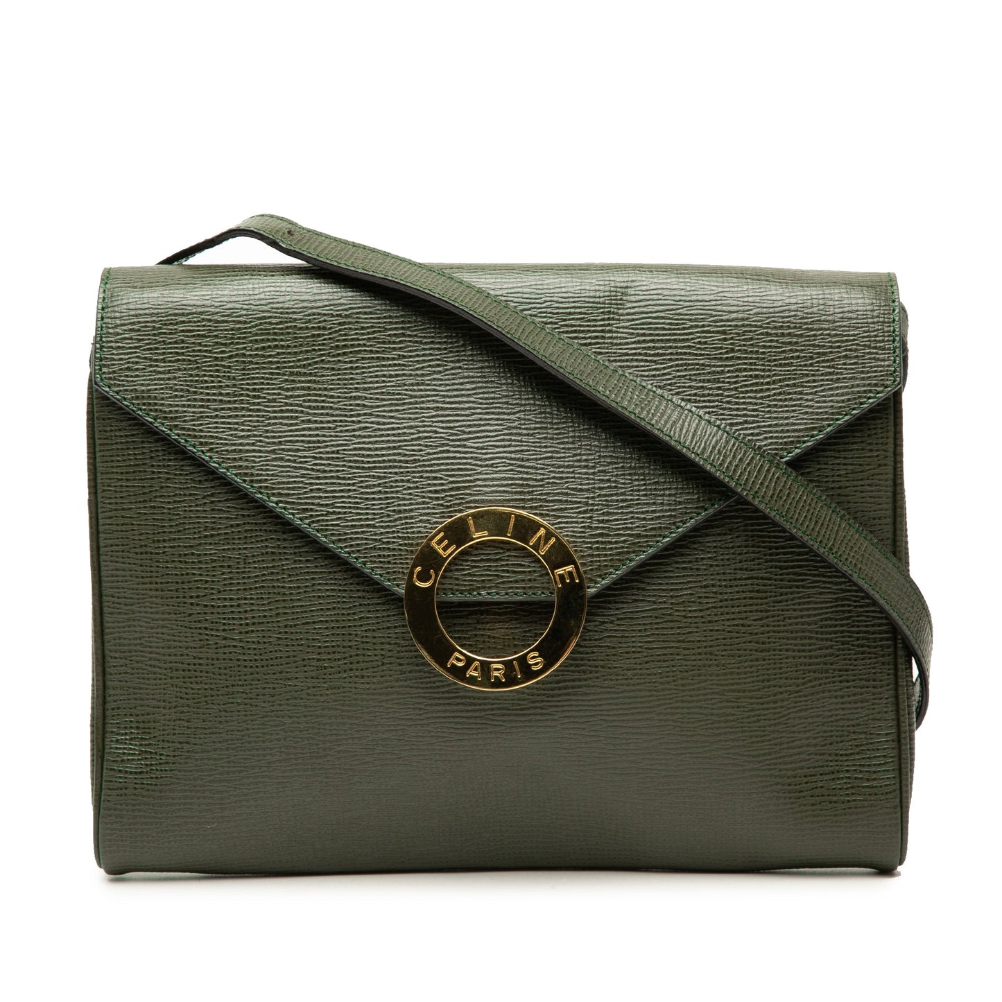 Celine Calfskin Circle Logo Envelope Flap Crossbody