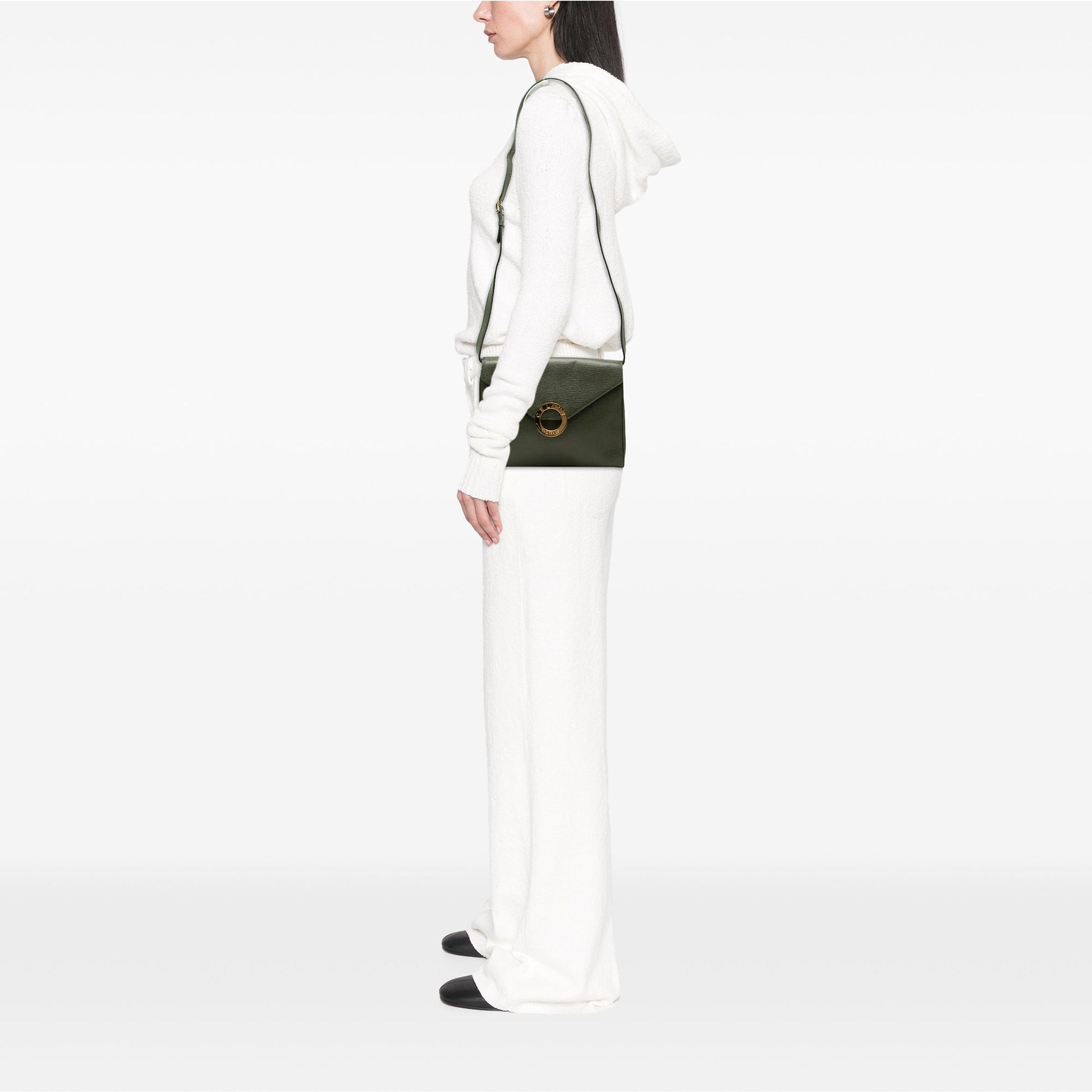 Celine Calfskin Circle Logo Envelope Flap Crossbody
