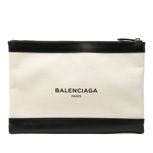 Balenciaga M Canvas Navy Clip Clutch