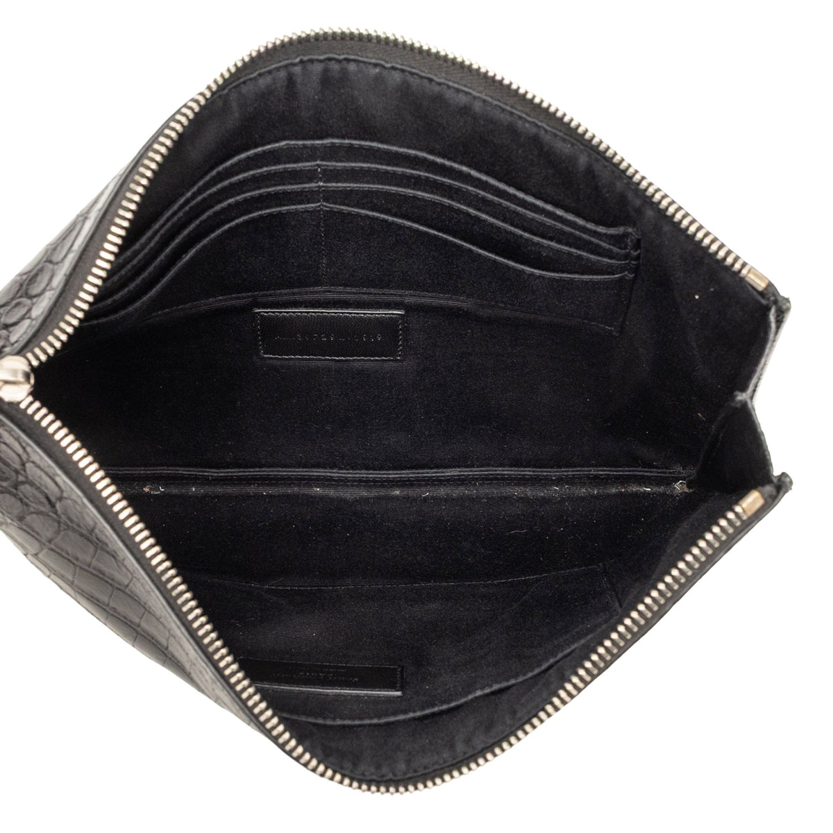 Saint Laurent Crocodile Embossed Leather Zipped Tablet Holder