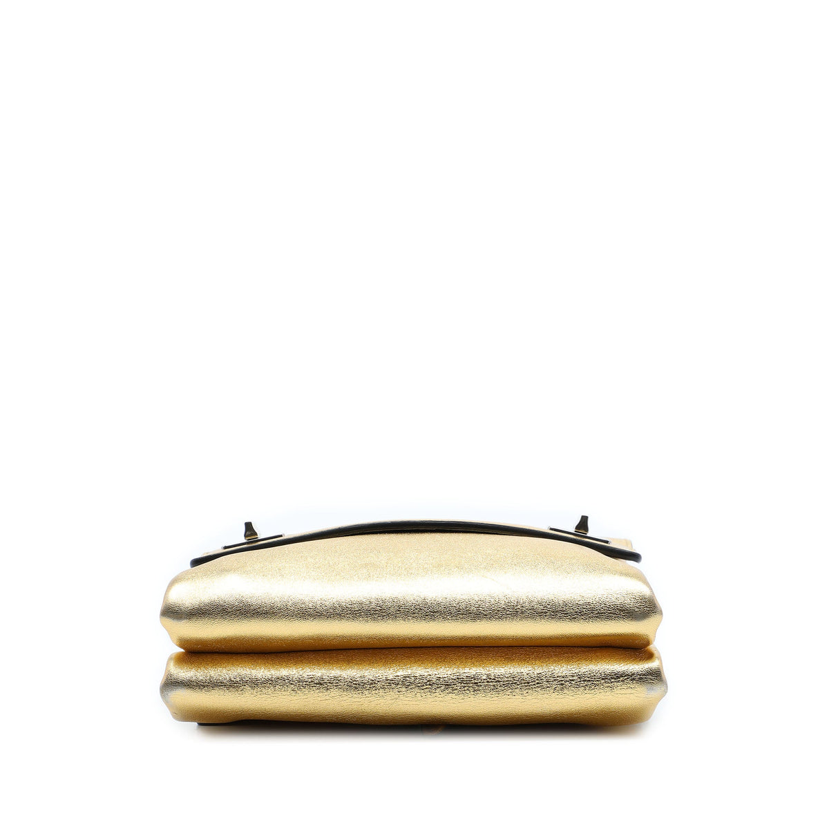 Prada Metallic Leather Double Flap Turn Lock Satchel