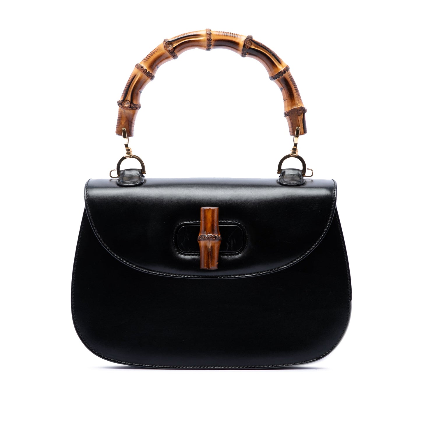 Gucci Small Calfskin Bamboo Top Handle Bag