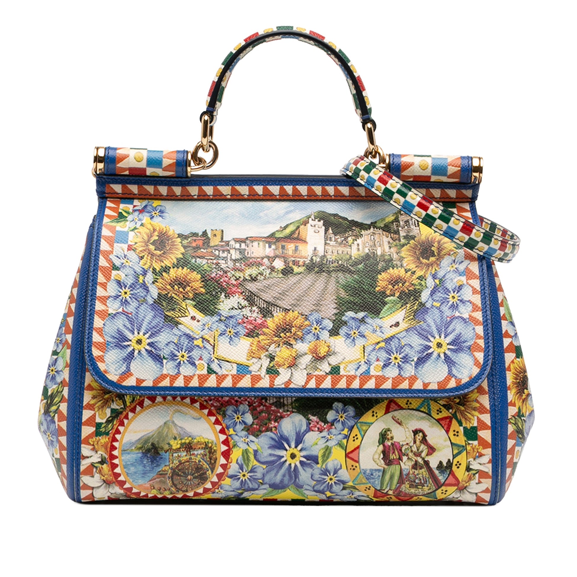 Dolce & Gabbana Medium Floral Printed Leather Miss Sicily Satchel