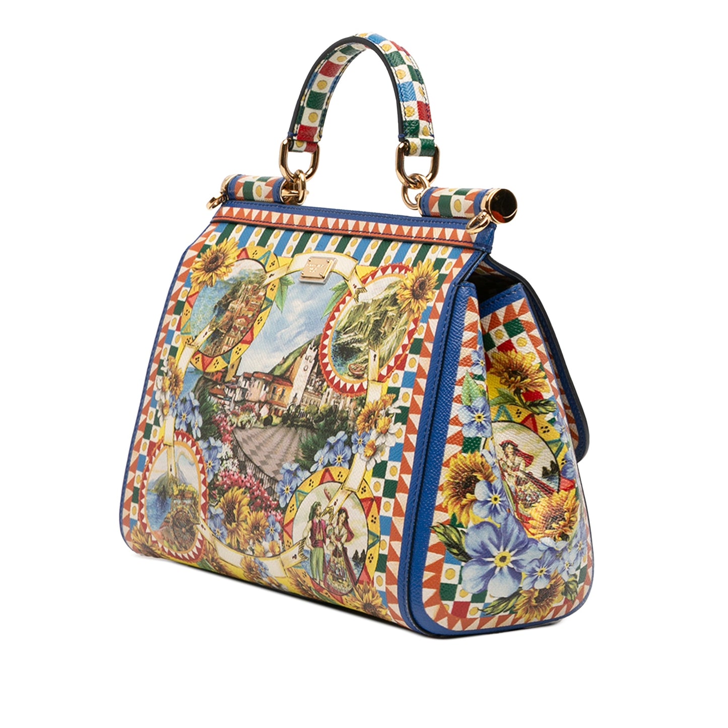 Dolce & Gabbana Medium Floral Printed Leather Miss Sicily Satchel