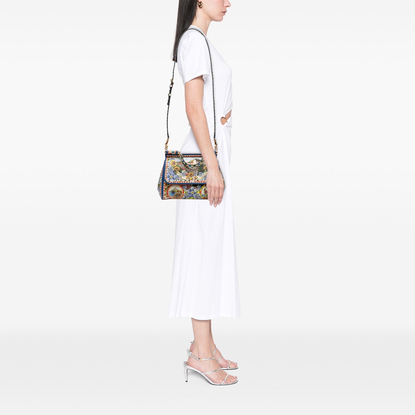 Dolce & Gabbana Medium Floral Printed Leather Miss Sicily Satchel