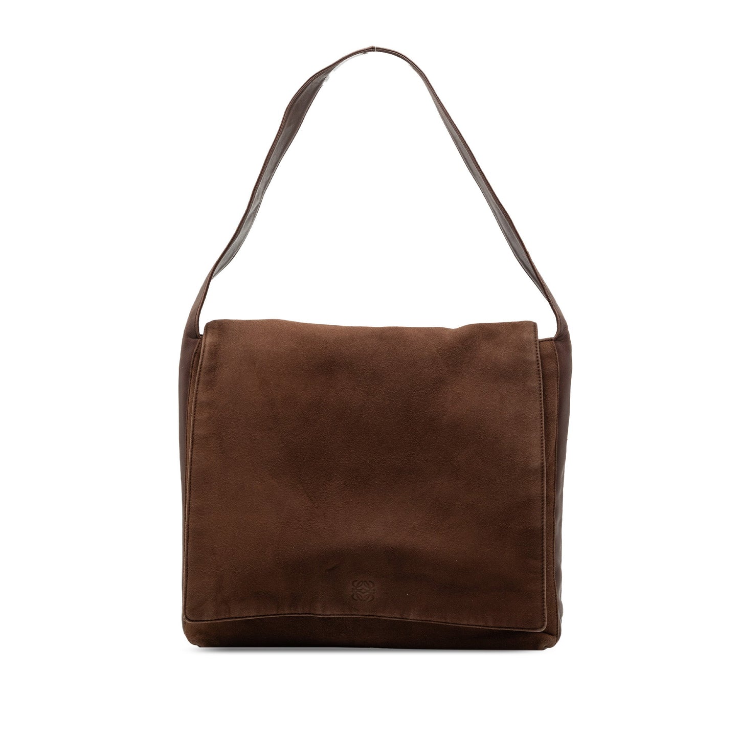 LOEWE Suede Anagram Flap Shoulder Bag