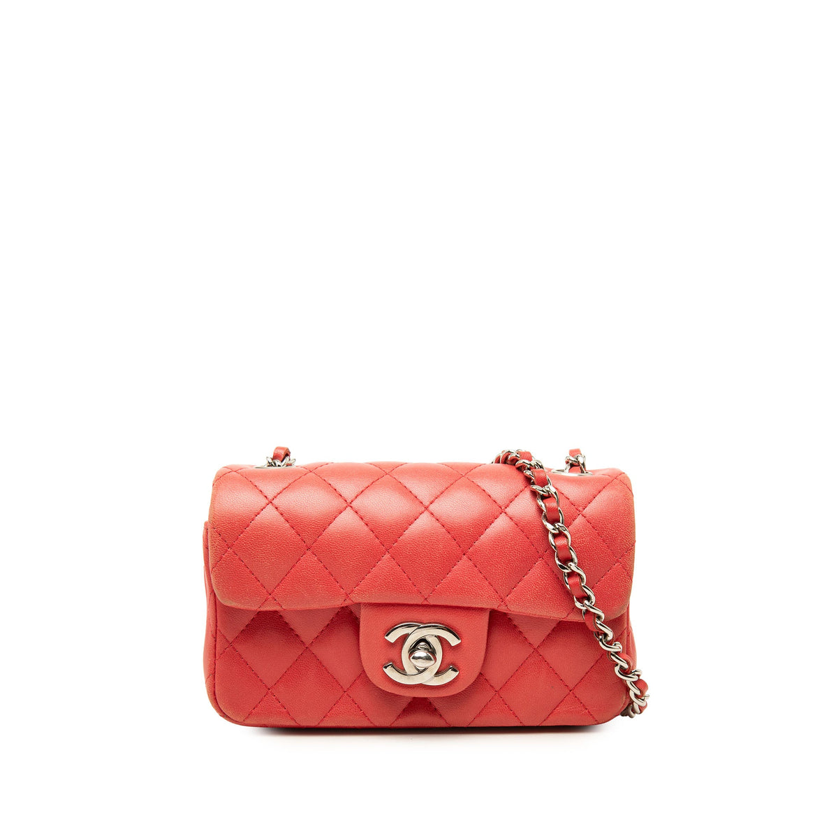 Chanel Extra Mini Rectangular Classic Lambskin Single Flap — Red