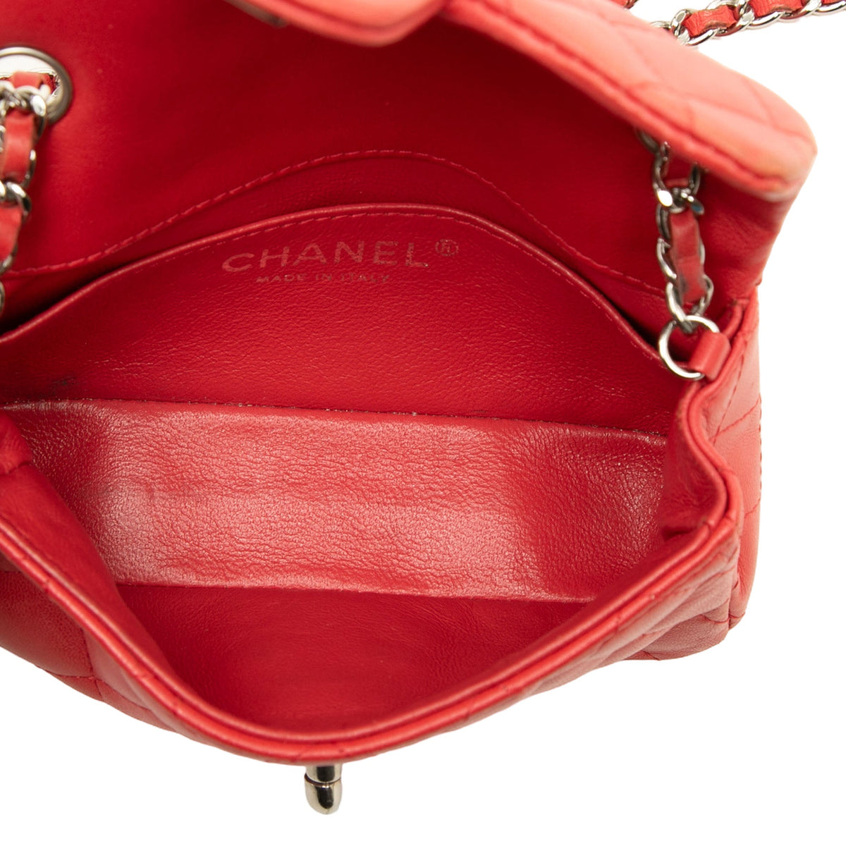 Chanel Extra Mini Rectangular Classic Lambskin Single Flap — Red