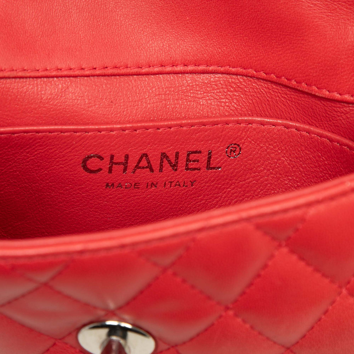 Chanel Extra Mini Rectangular Classic Lambskin Single Flap — Red