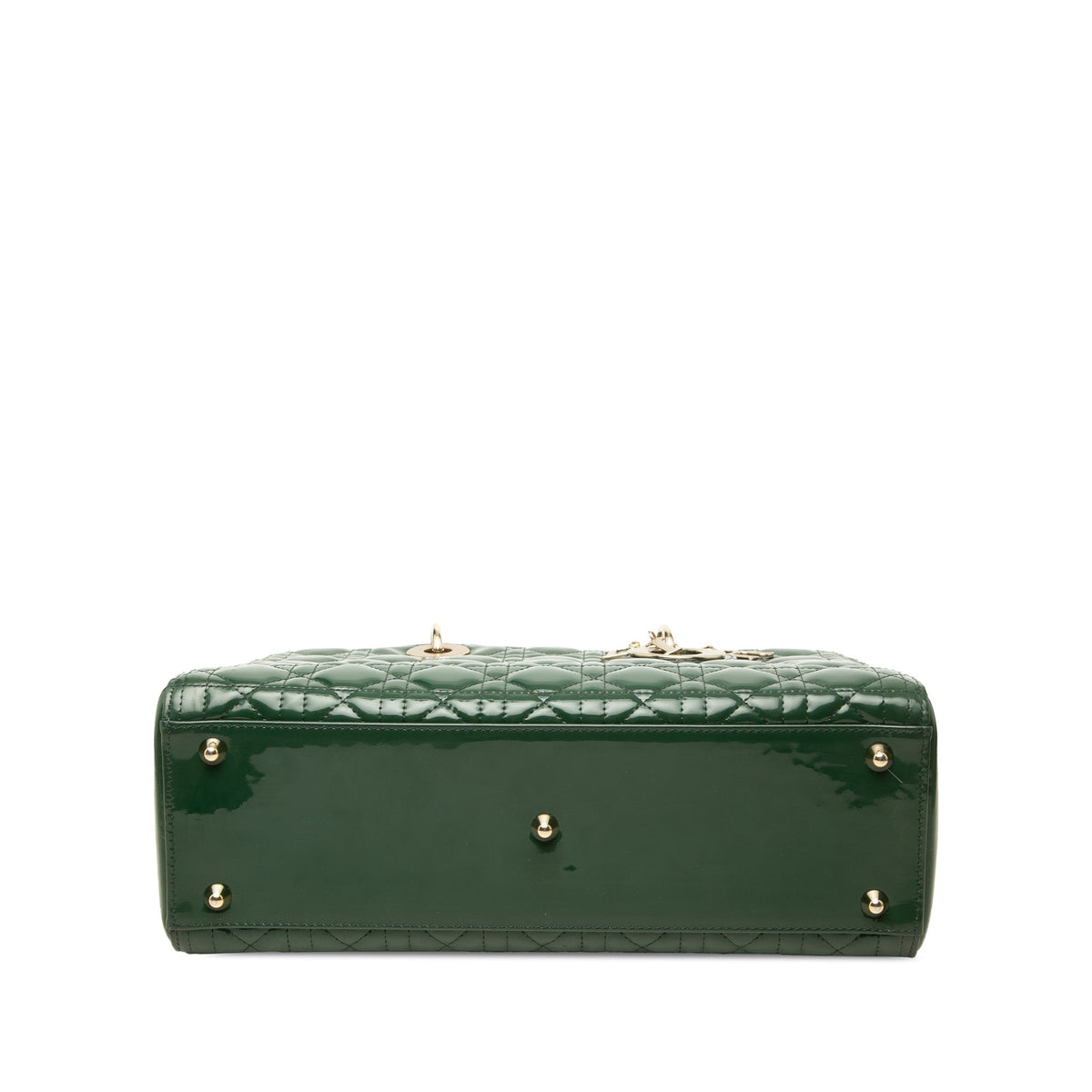 Dior Large Patent Cannage Lady Dior — Green