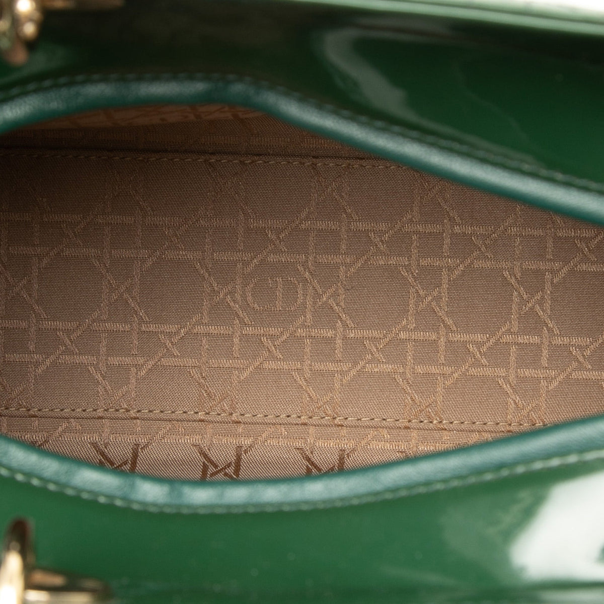 Dior Large Patent Cannage Lady Dior — Green