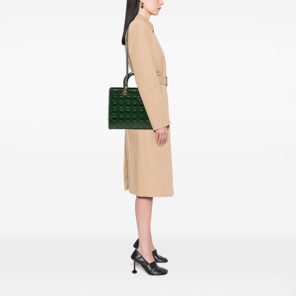 Dior Large Patent Cannage Lady Dior — Green