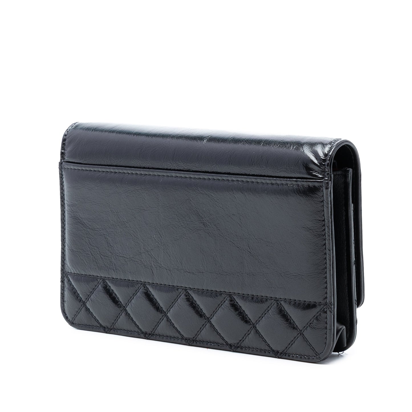 Chanel CC Shiny Aged Calfskin Wallet On Chain