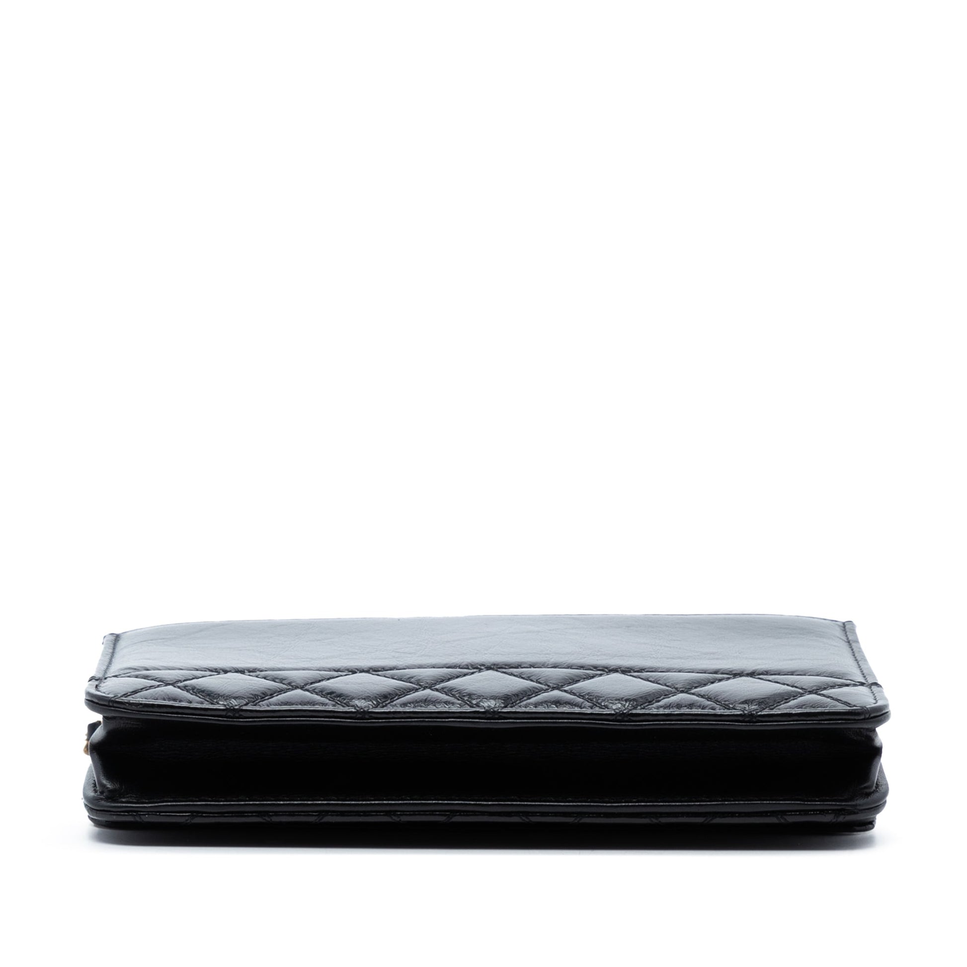 Chanel CC Shiny Aged Calfskin Wallet On Chain