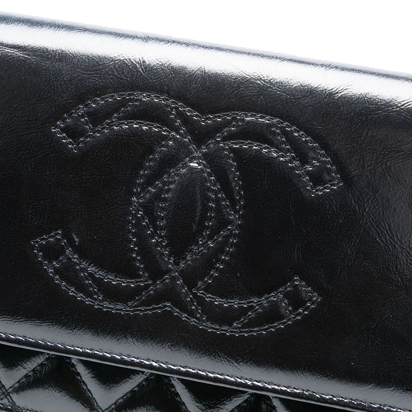 Chanel CC Shiny Aged Calfskin Wallet On Chain