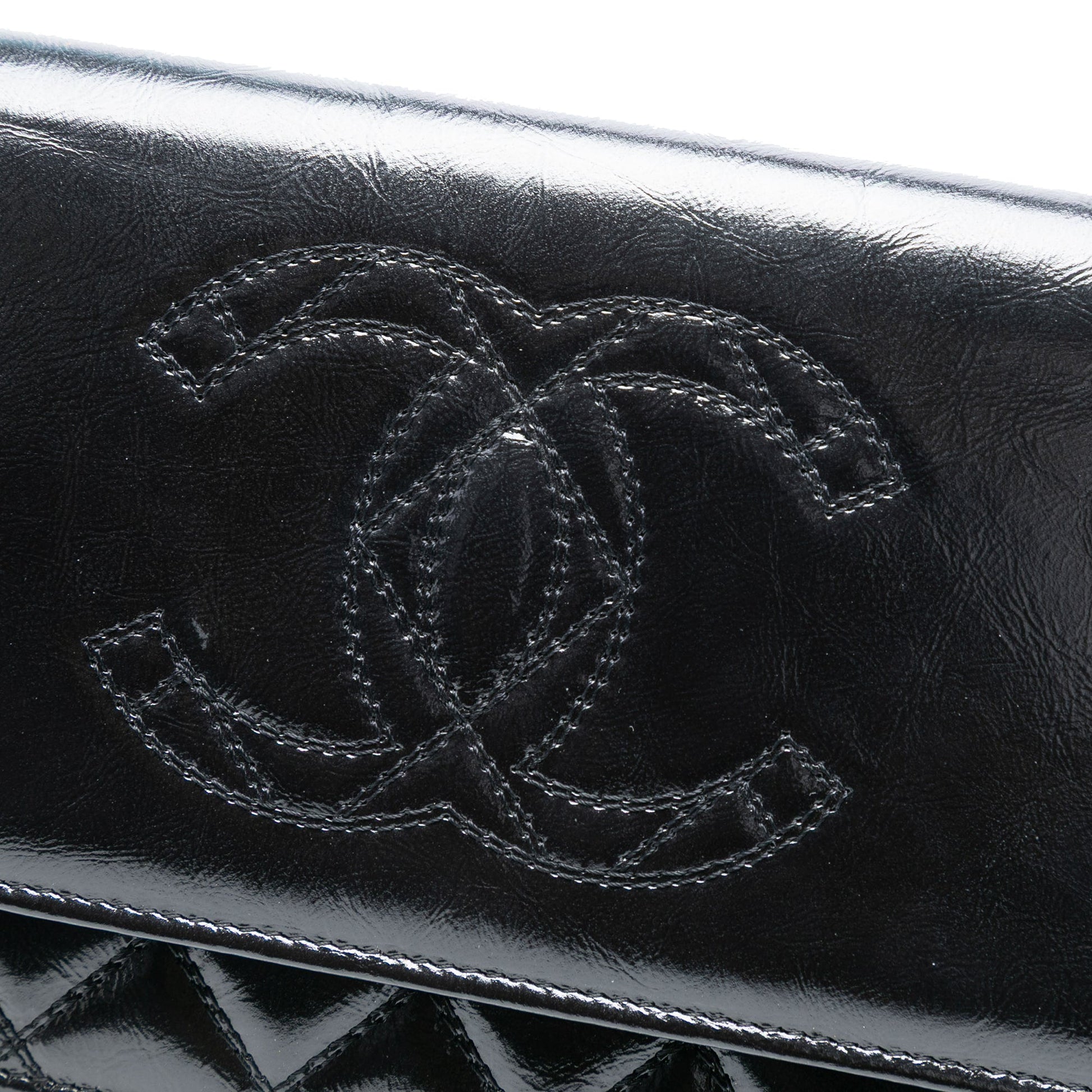 Chanel CC Shiny Aged Calfskin Wallet On Chain