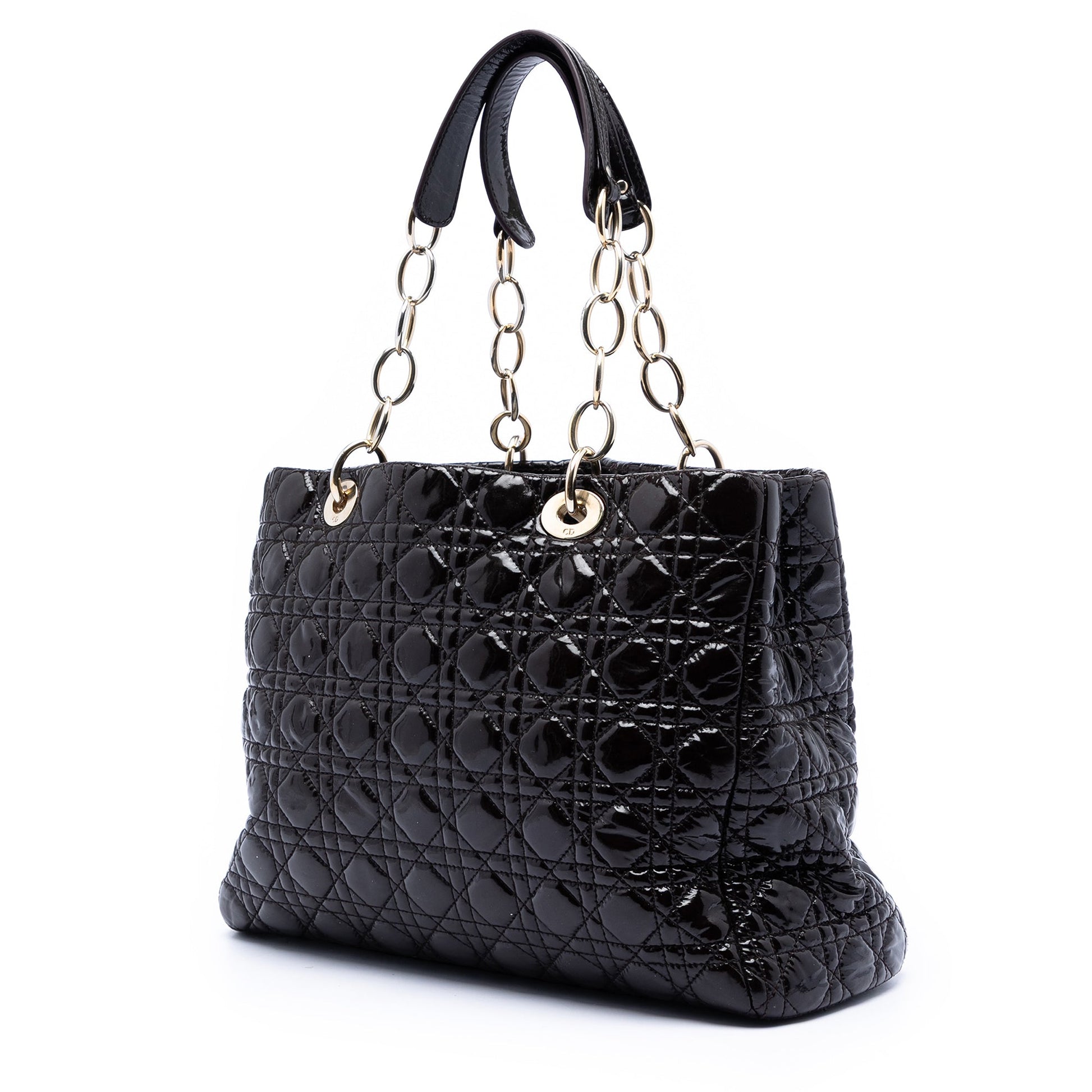 Dior Large Patent Cannage Lady Dior Soft Shopping Tote