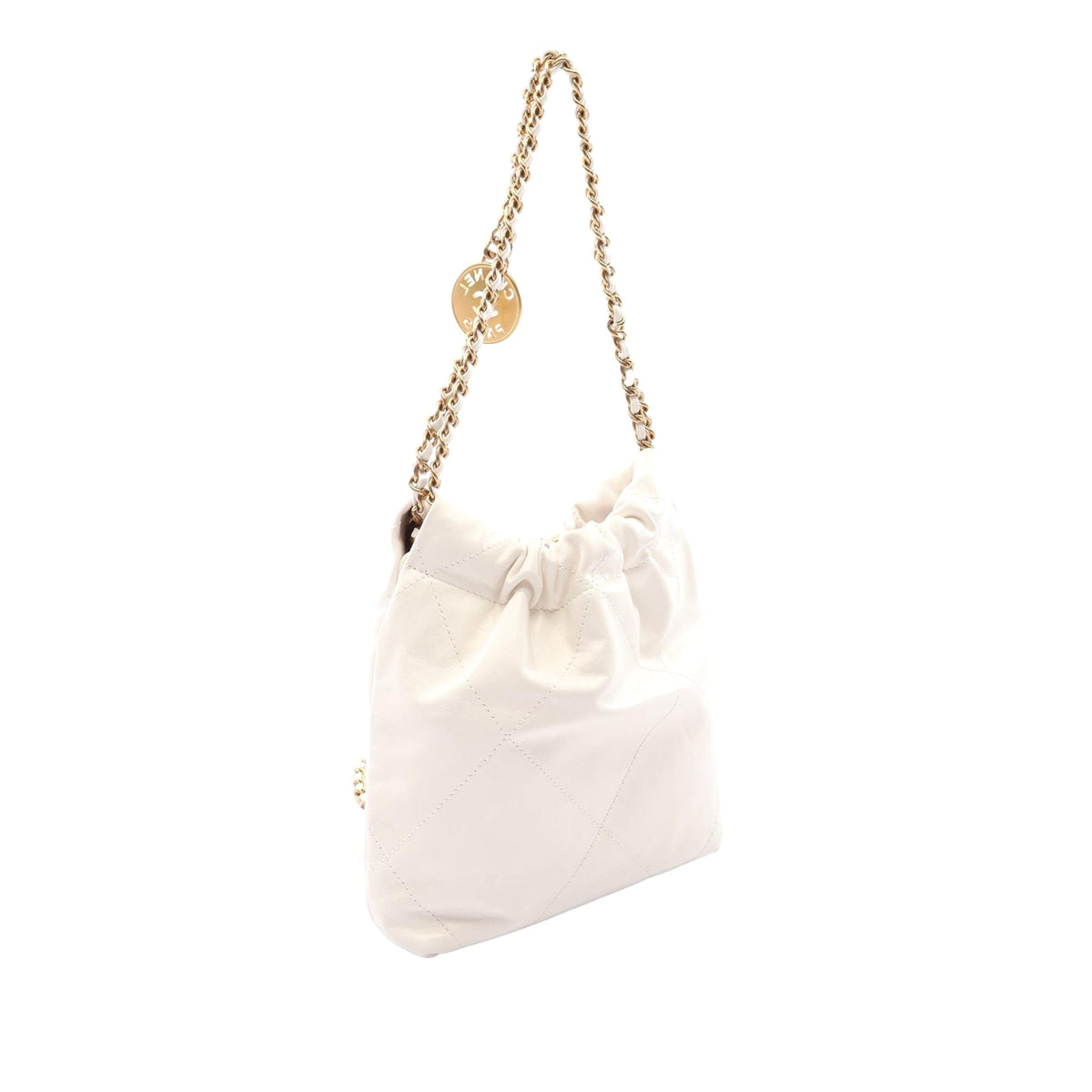Chanel Mini Shiny Calfskin 22 Handbag — White