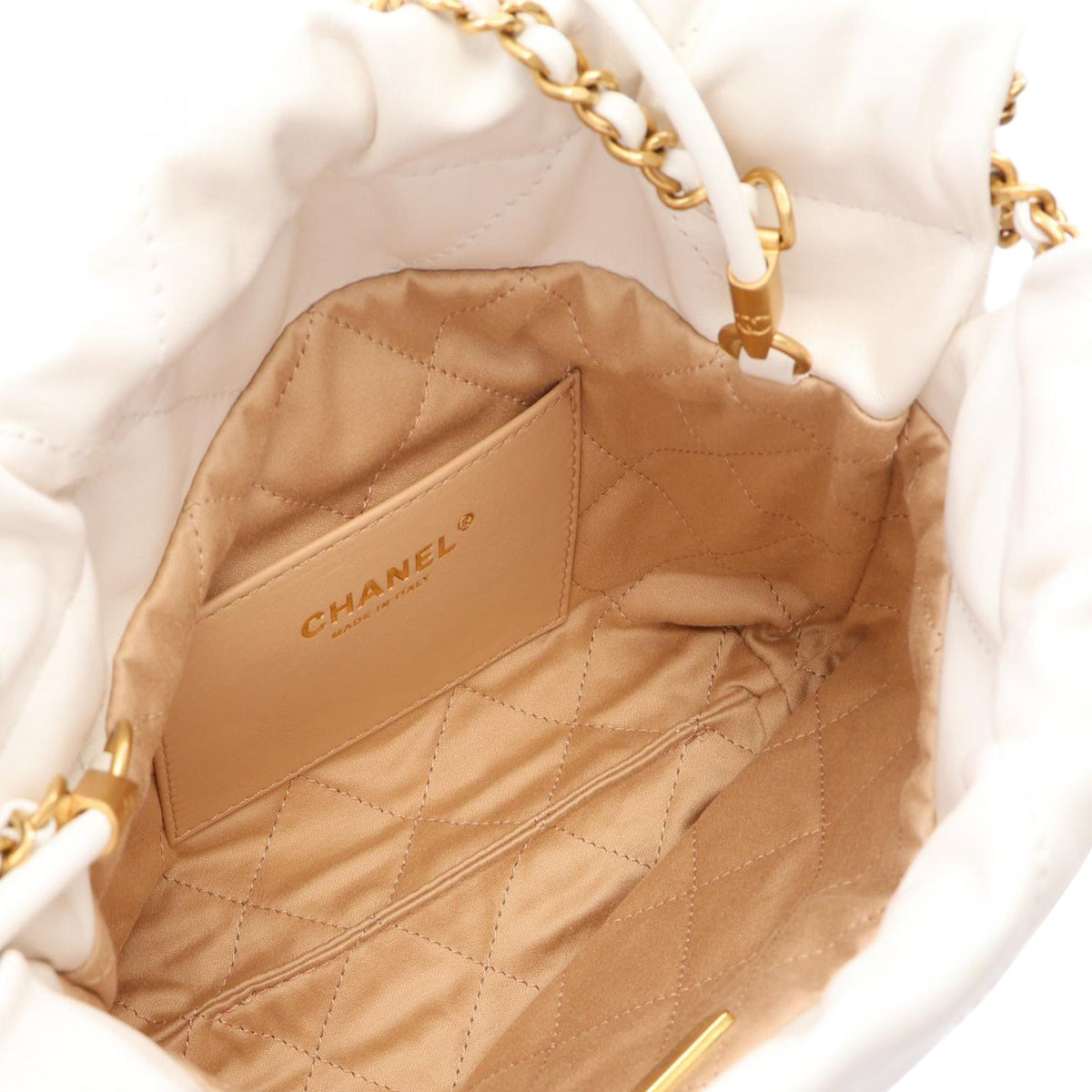 Chanel Mini Shiny Calfskin 22 Handbag — White