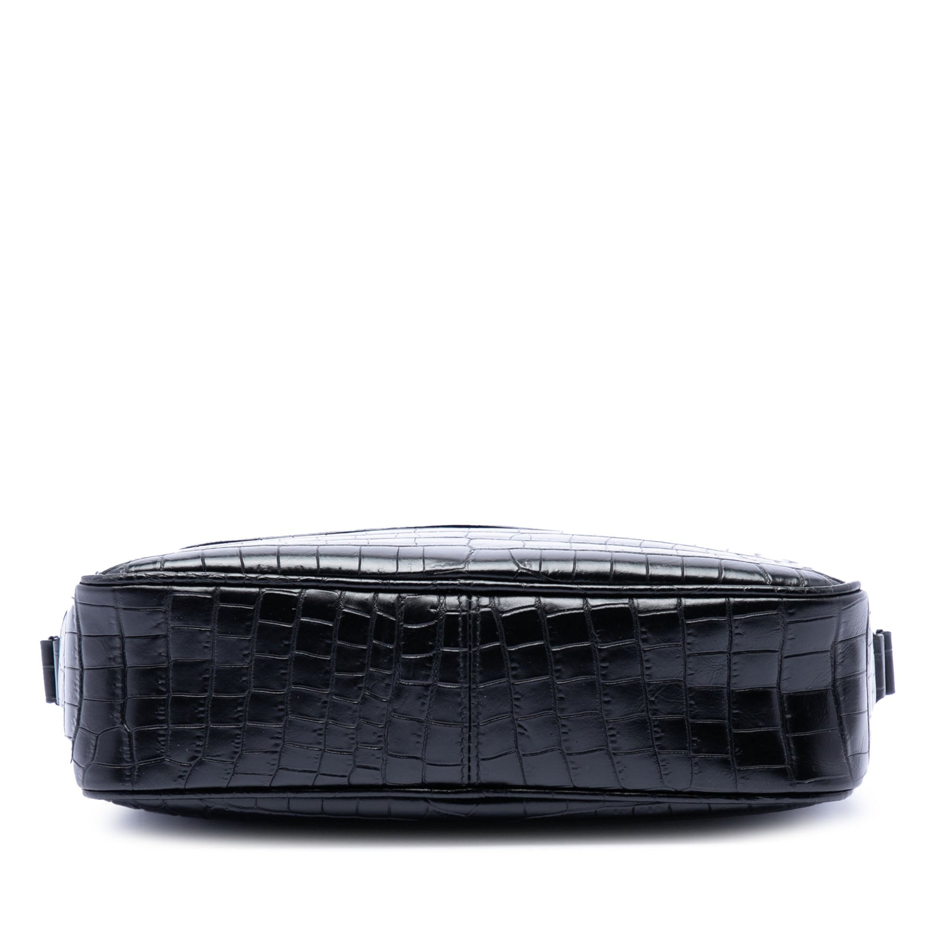 Saint Laurent Crocodile Embossed Leather Camp Camera Bag
