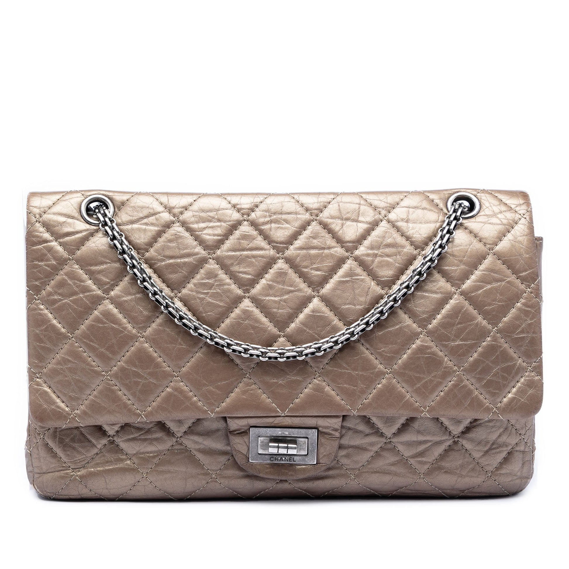 Metallic Aged Calfskin Reissue 2.55 Double Flap 227