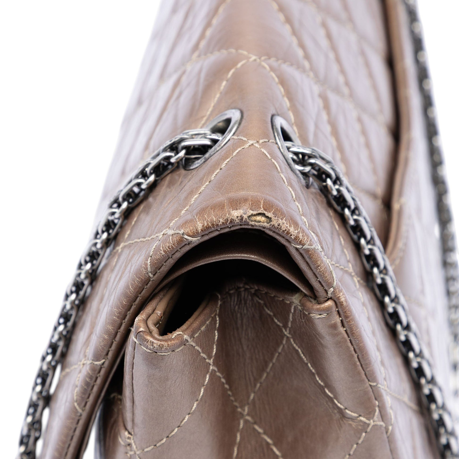 Metallic Aged Calfskin Reissue 2.55 Double Flap 227