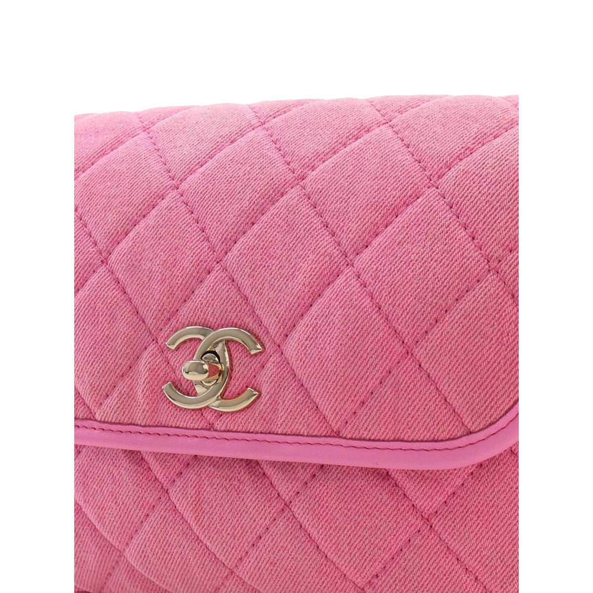Chanel Small CC Quilted Denim Messenger Flap — Pink