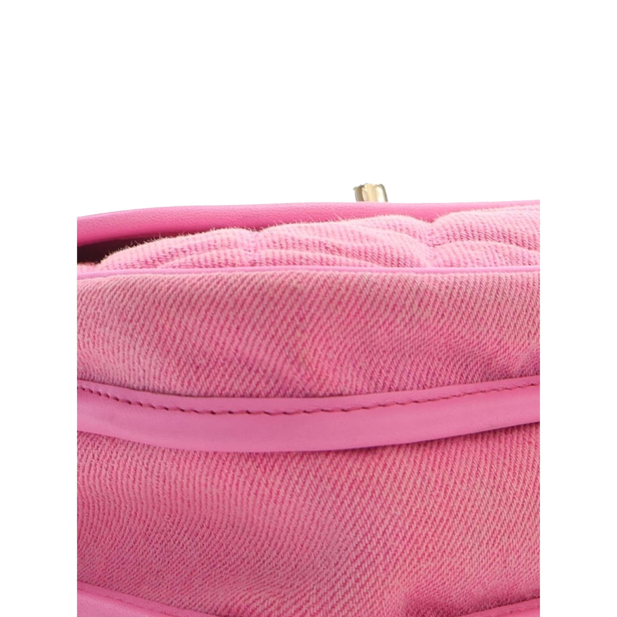 Chanel Small CC Quilted Denim Messenger Flap — Pink