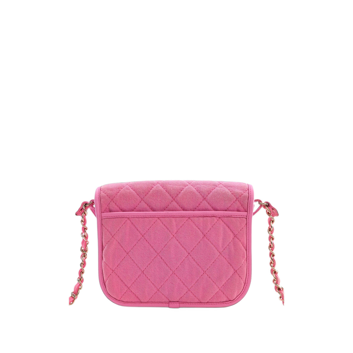 Chanel Small CC Quilted Denim Messenger Flap — Pink