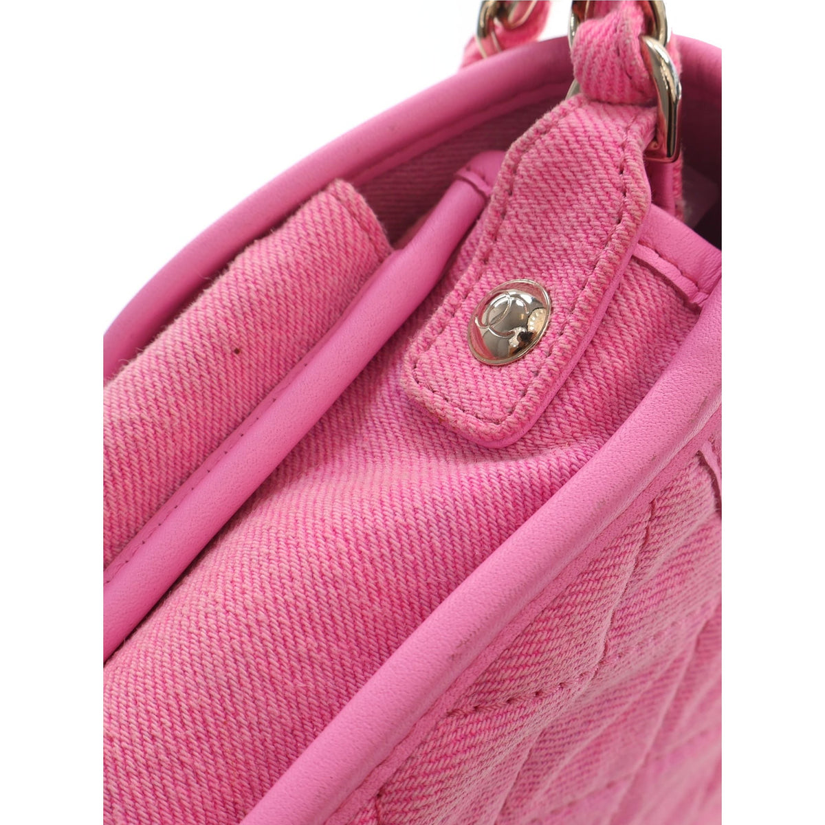 Chanel Small CC Quilted Denim Messenger Flap — Pink
