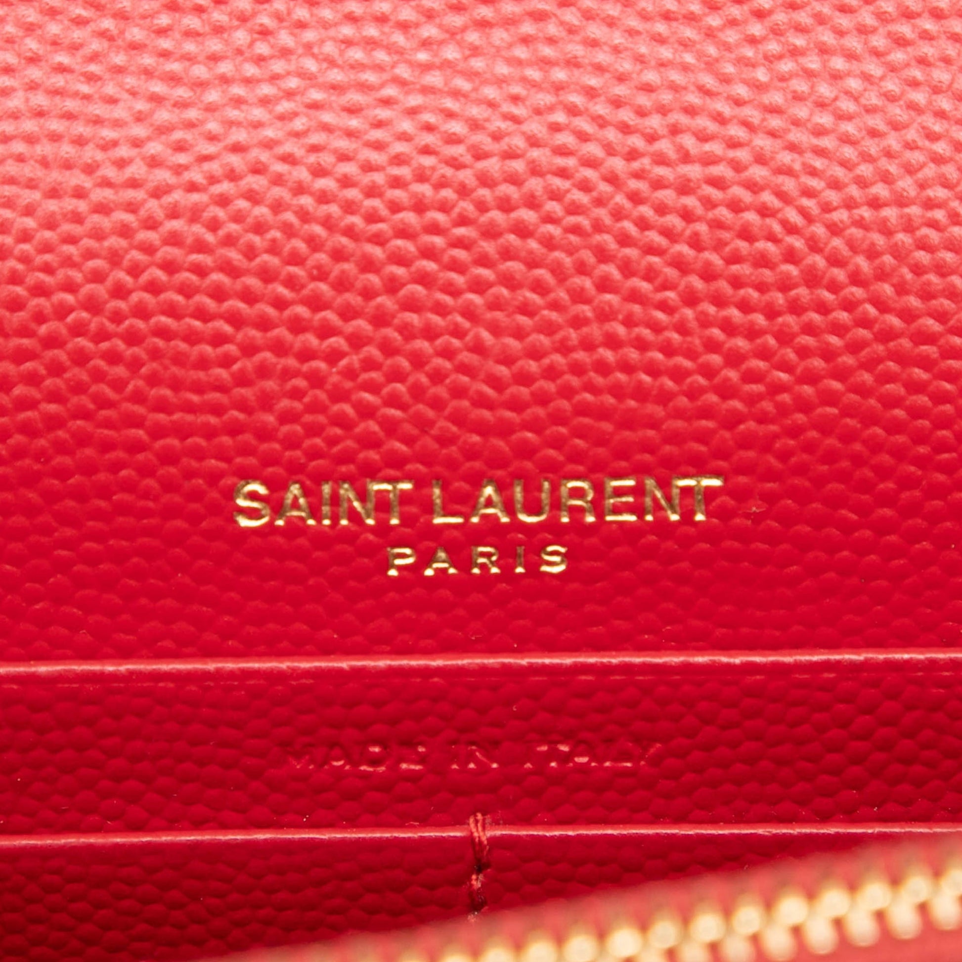 Saint Laurent Grain De Poudre Chevron Monogram Envelope Wallet on Chain