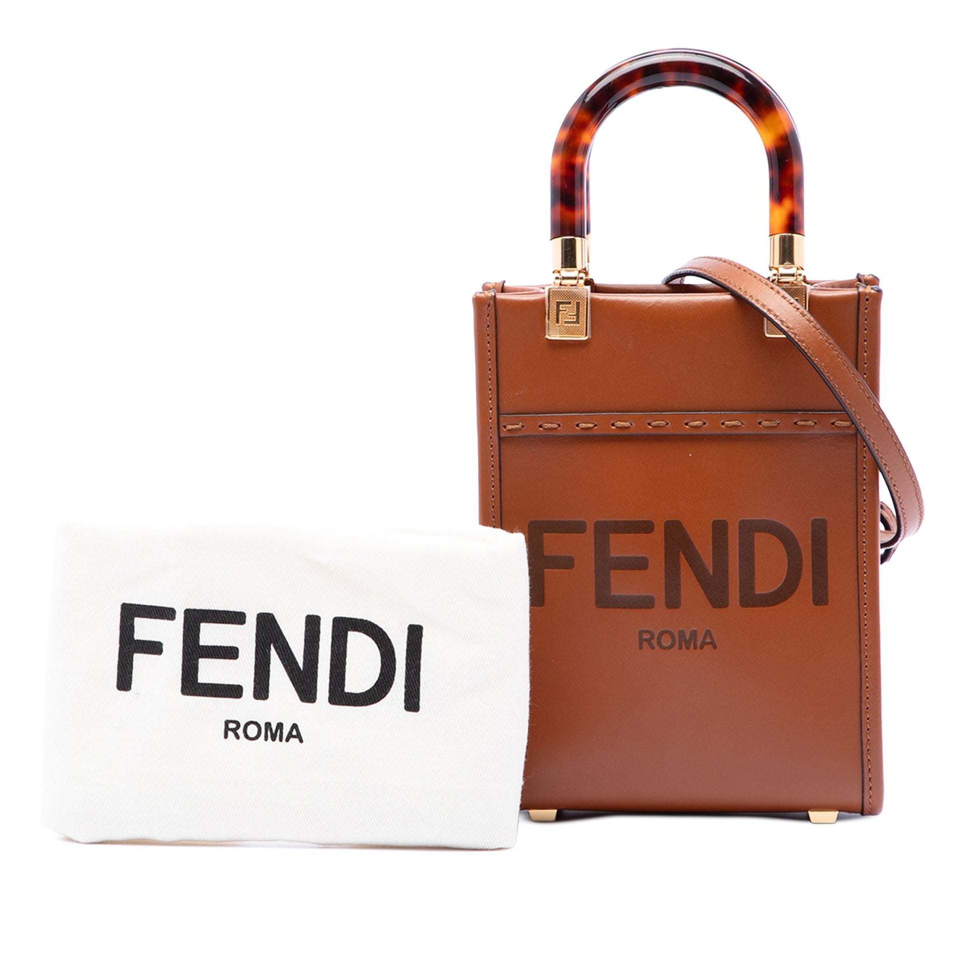 Fendi Mini Leather Sunshine Shopper Tote
