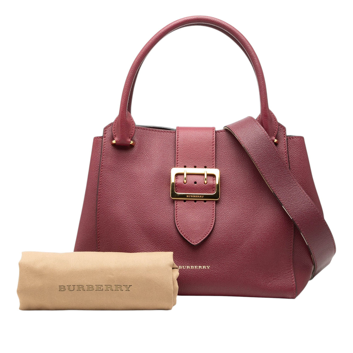 Burberry Medium Grained Calfskin Buckle Tote