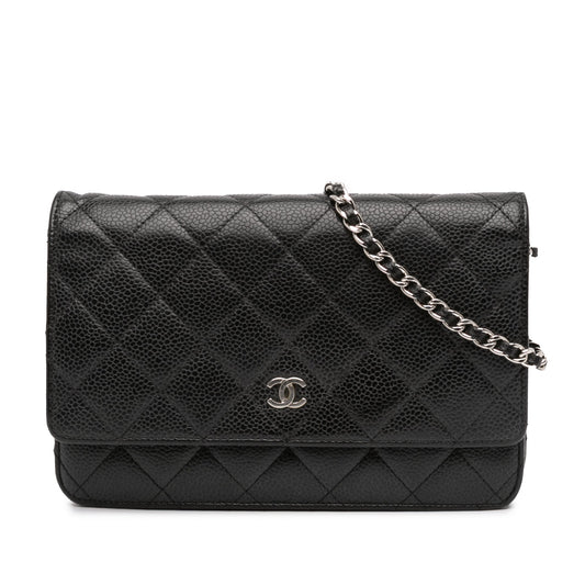 Chanel CC Quilted Caviar Wallet on Chain