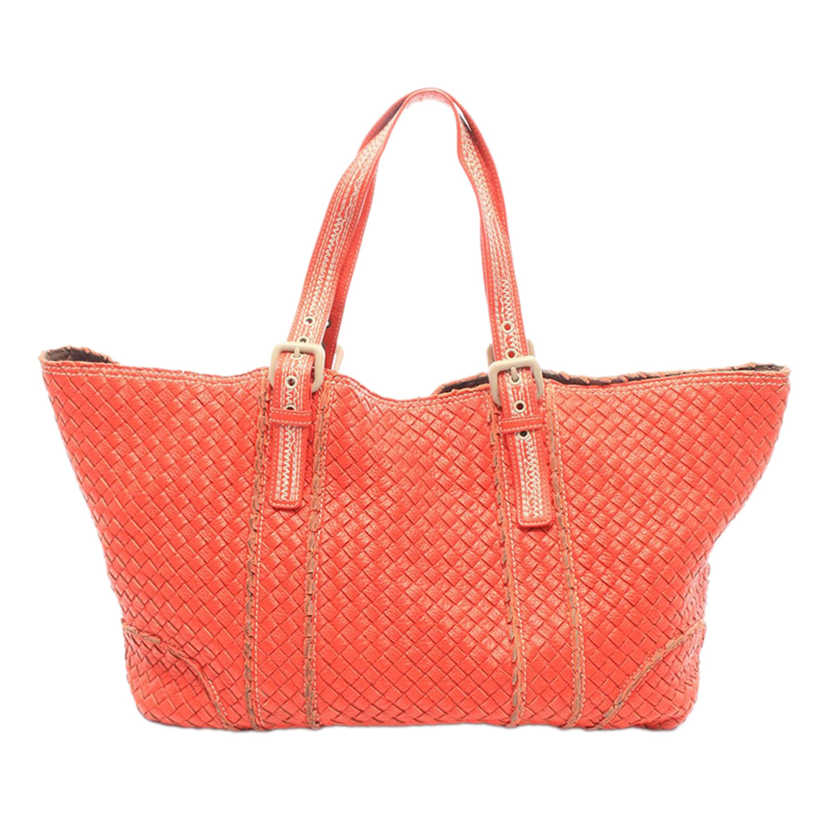 Bottega Veneta XL Nappa Intrecciato Stitch Tote — Orange
