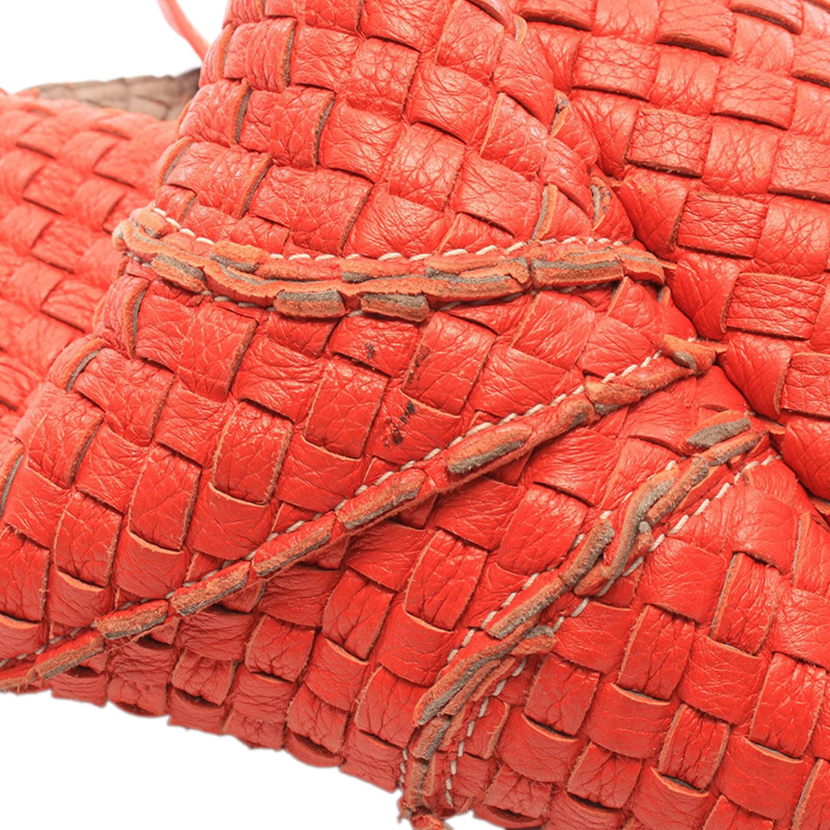 Bottega Veneta XL Nappa Intrecciato Stitch Tote — Orange