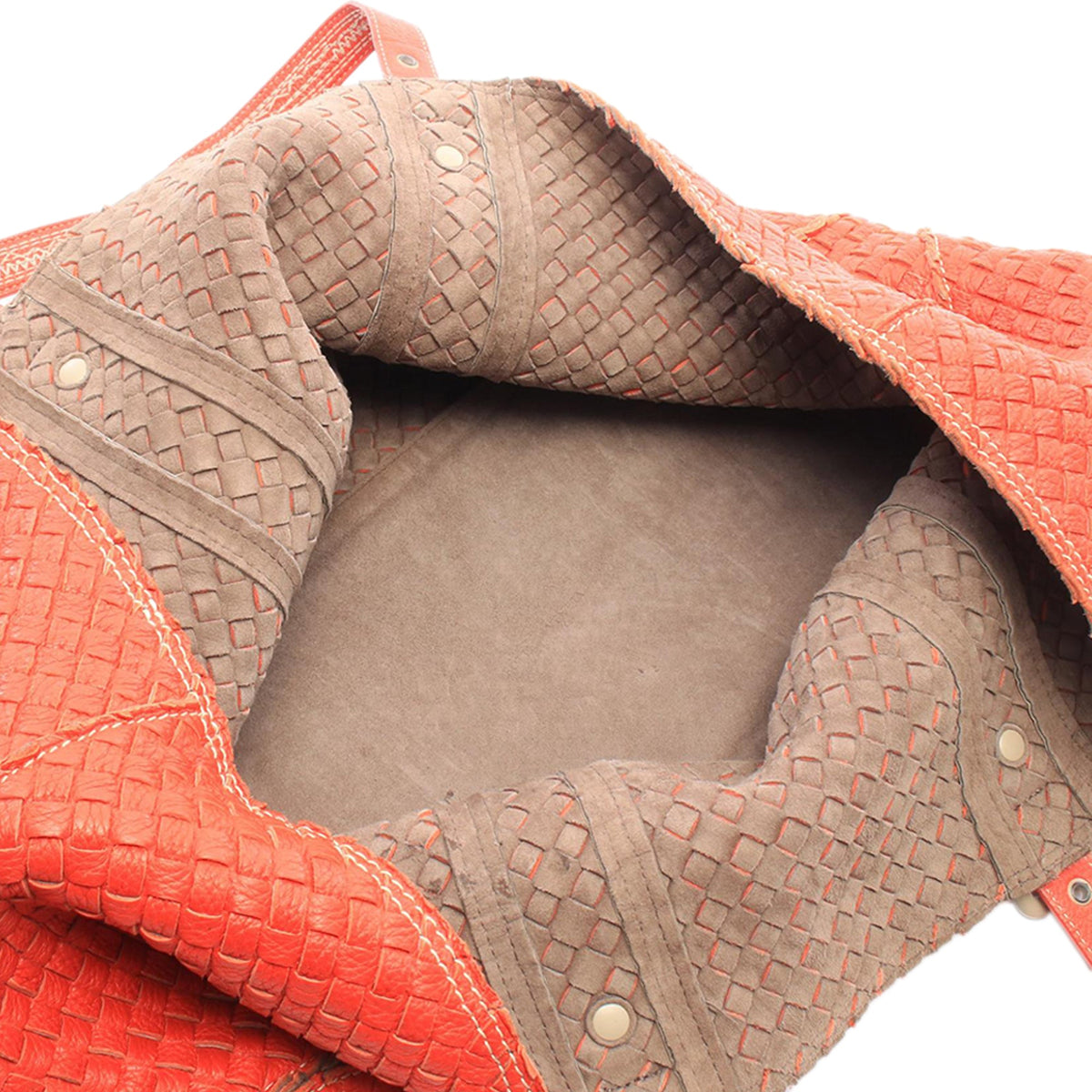 Bottega Veneta XL Nappa Intrecciato Stitch Tote — Orange