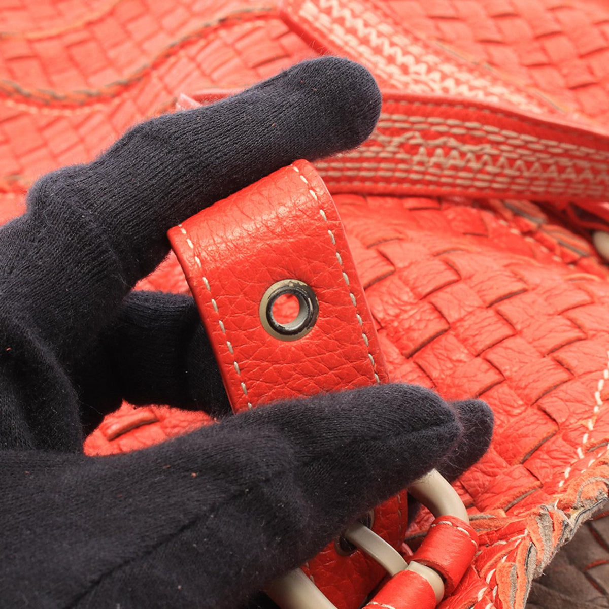 Bottega Veneta XL Nappa Intrecciato Stitch Tote — Orange